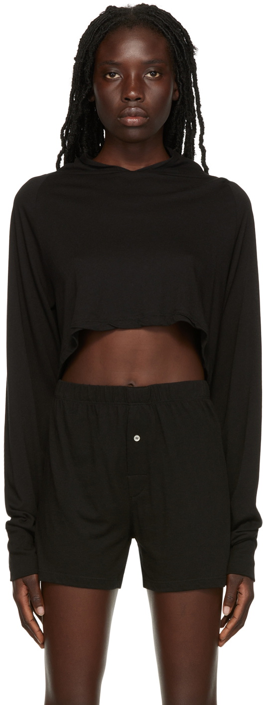 ÉTERNE Black Raglan Cropped Hoodie