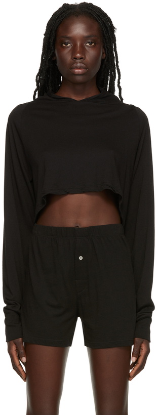 Photo: ÉTERNE Black Raglan Cropped Hoodie