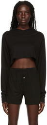 ÉTERNE Black Raglan Cropped Hoodie