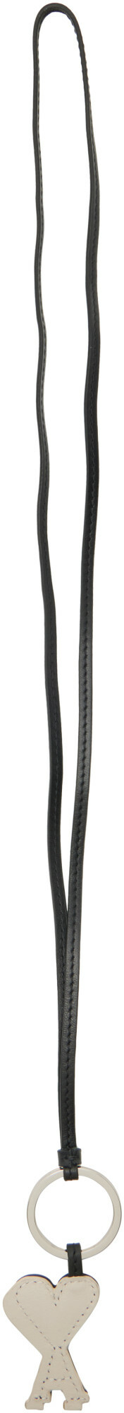 AMI Paris Black Ami de Coeur Cowhide Leather Keychain