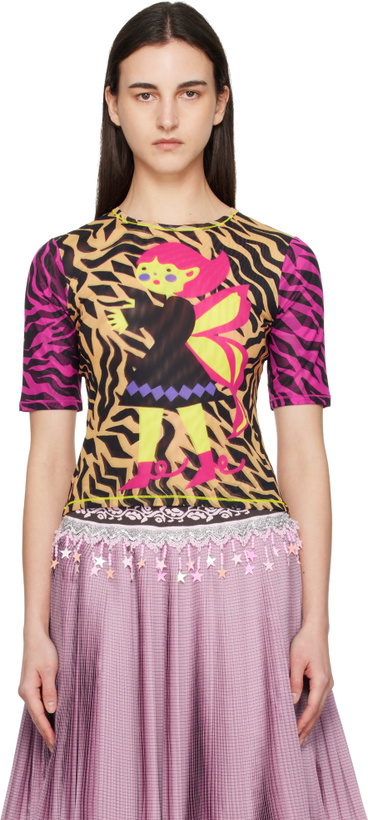 Photo: Chopova Lowena Multicolor Hairy Fairy Fitted Mesh Top