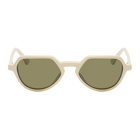 Dries Van Noten Off-White and Khaki Linda Farrow Edition 183 C4 Sunglasses