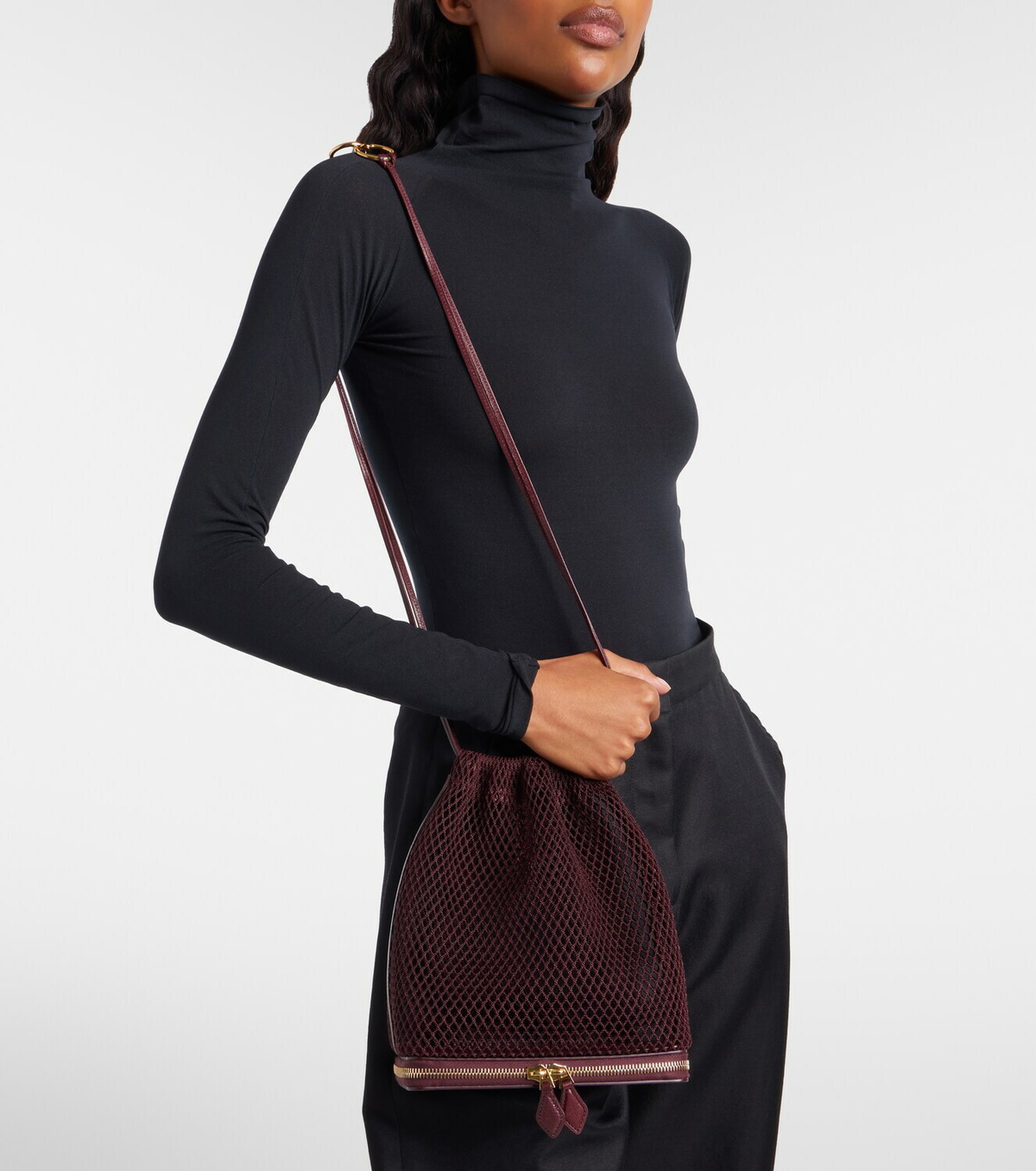 Alaïa Le Pochon fishnet bucket bag