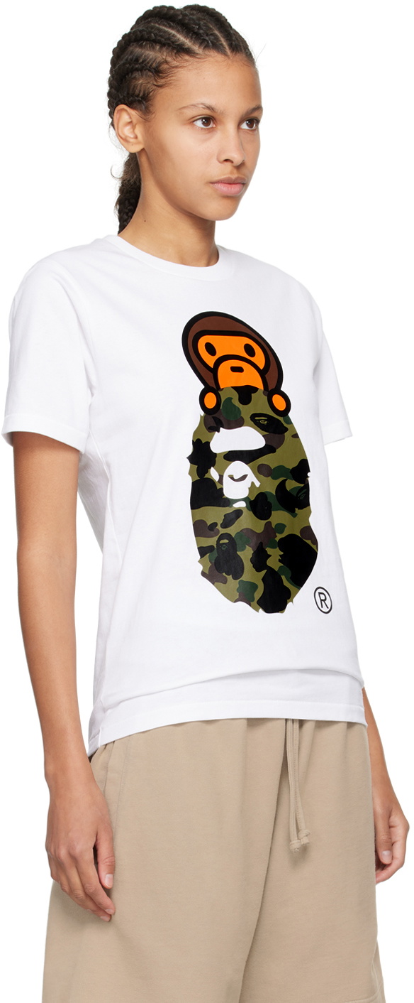 BAPE White 1st Camo Milo On Big Ape Head T-Shirt A Bathing Ape BAPE White 1st Camo Milo On Big Ape Head T-Shirt A Bathing Ape