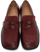 JW Anderson Red Leather Stitch Loafers