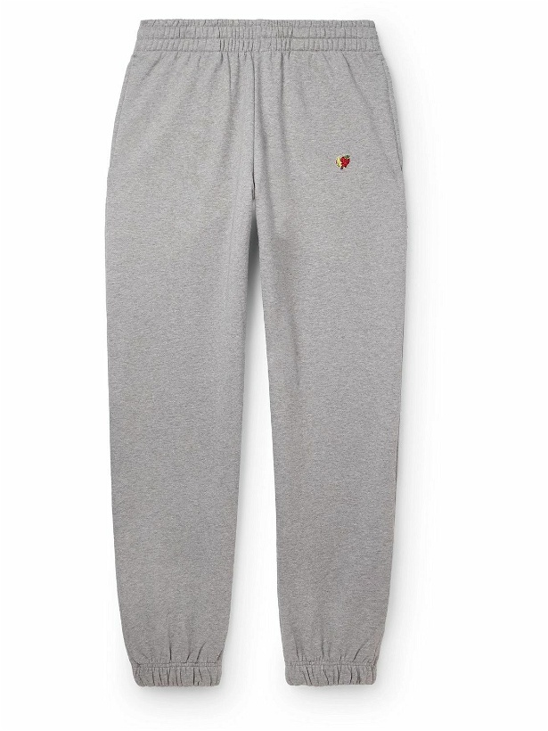 Photo: SKY HIGH FARM - Straight-Leg Logo-Appliquéd Organic Cotton-Jersey Sweatpants - Gray