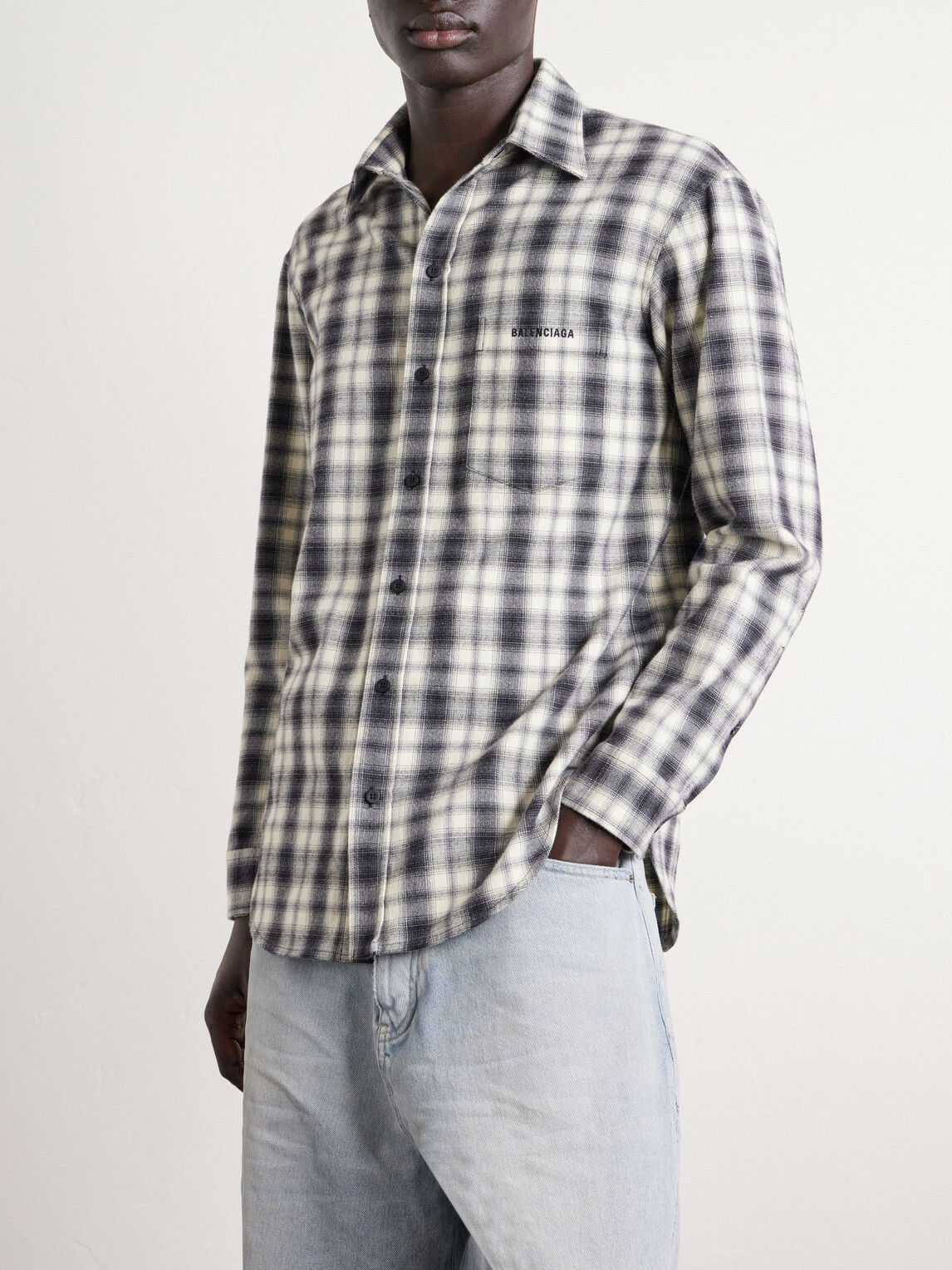 Balenciaga - Regular Fit Checked Cotton Shirt - Black