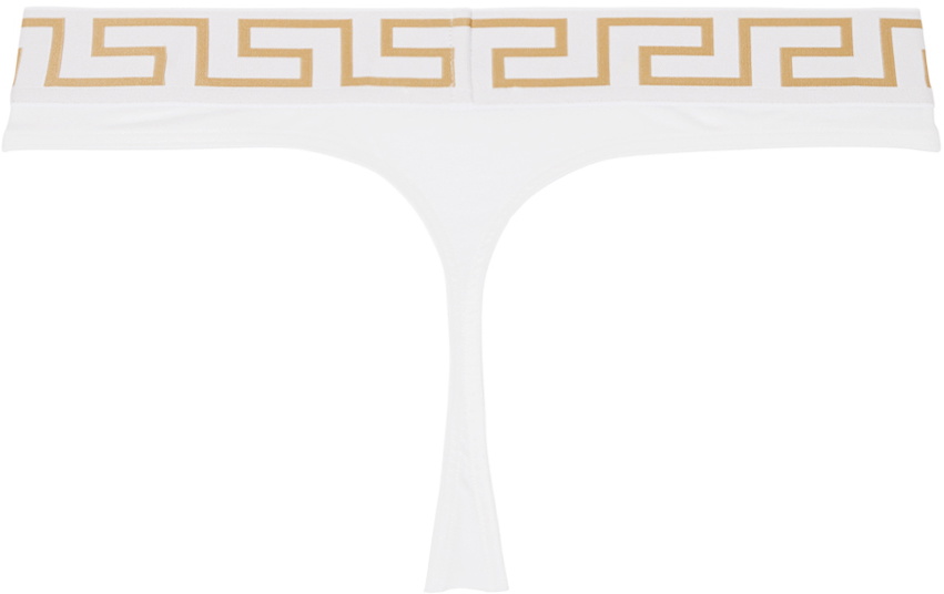 Versace Underwear White Greca Border Thong Versace Underwear