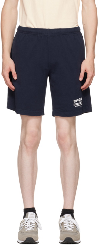 Photo: Sporty & Rich Navy 'Sports' Gym Shorts