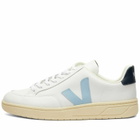 Veja Men's V-12 Leather Sneakers in Extra White/Steel/Nautico