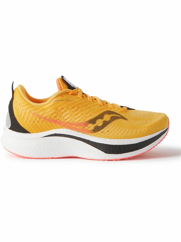 Photo: Saucony - Endorphin Speed 2 Rubber-Trimmed Mesh Running Sneakers - Yellow