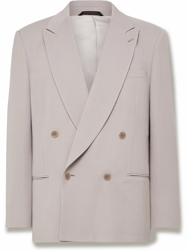 Photo: Giorgio Armani - Double-Breasted Twill Suit Jacket - Gray