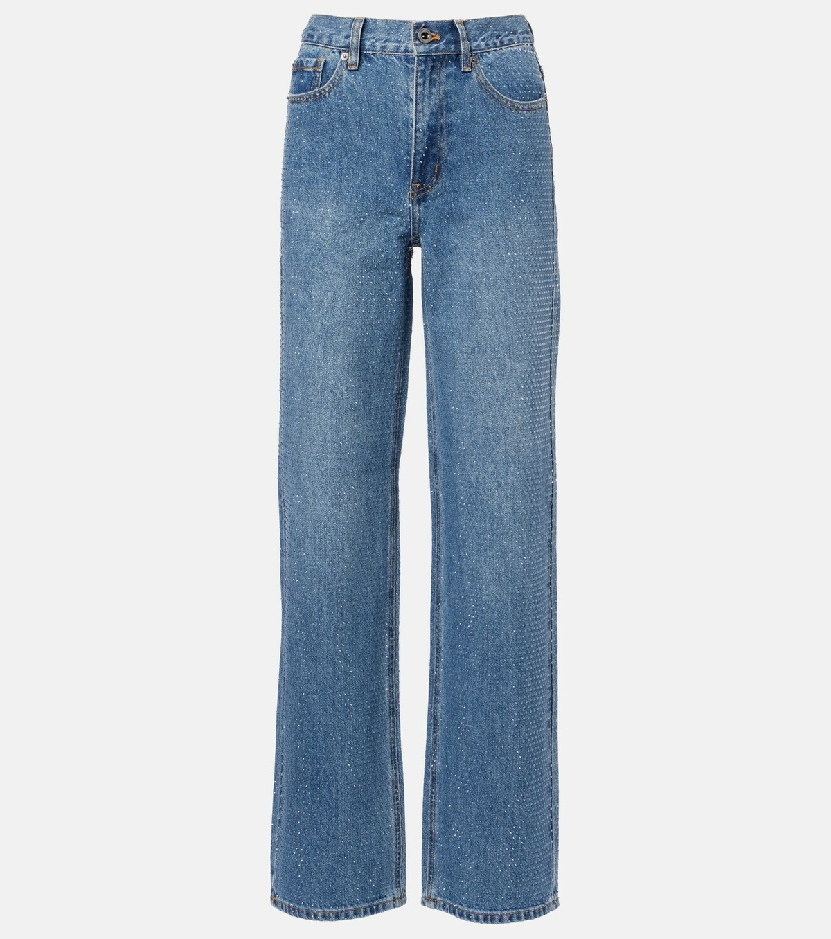 Self-Portrait Embellished high-rise straight jeans