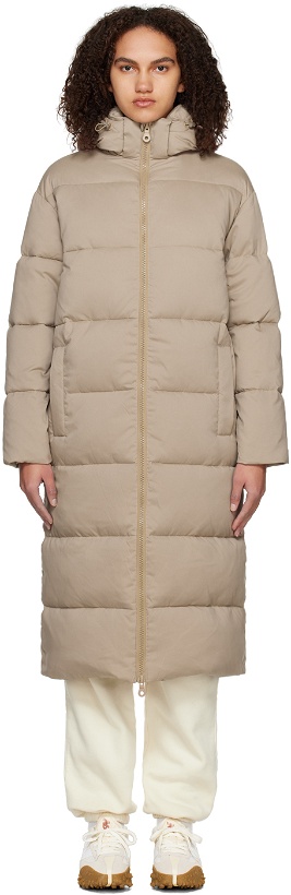 Photo: Girlfriend Collective Taupe Serenity Puffer Coat