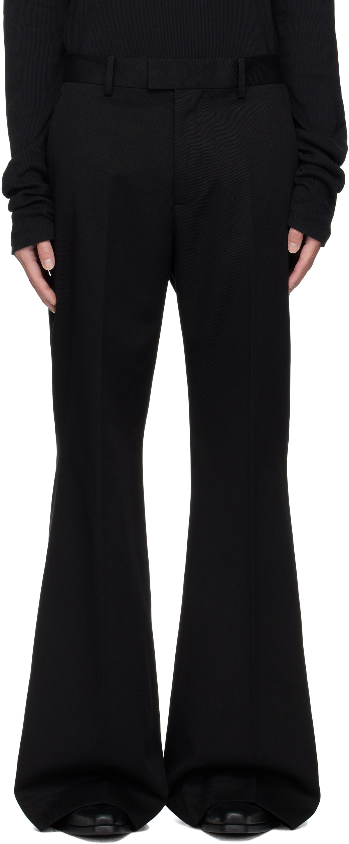 Ann Demeulemeester Black Leek Relaxed Bootcut Trousers