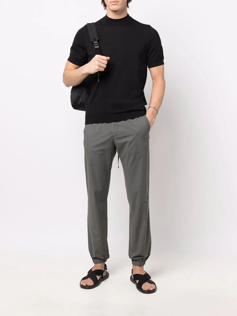 Drumohr Short Sleeves Turtle Neck T-Shirt in Black