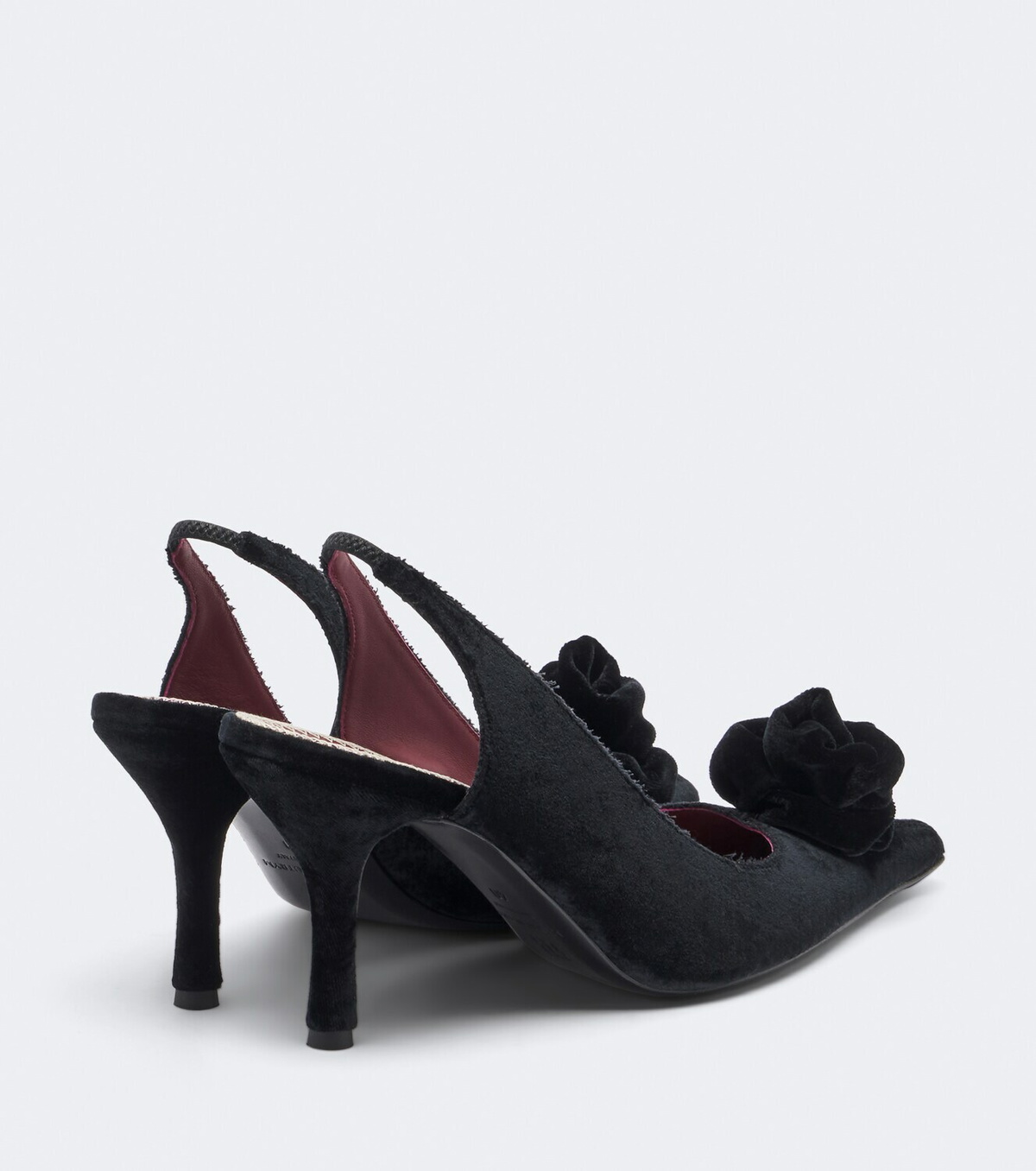 Magda Butrym Floral-appliqué velvet slingback pumps