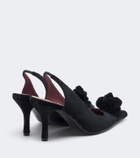 Magda Butrym Floral-appliqué velvet slingback pumps