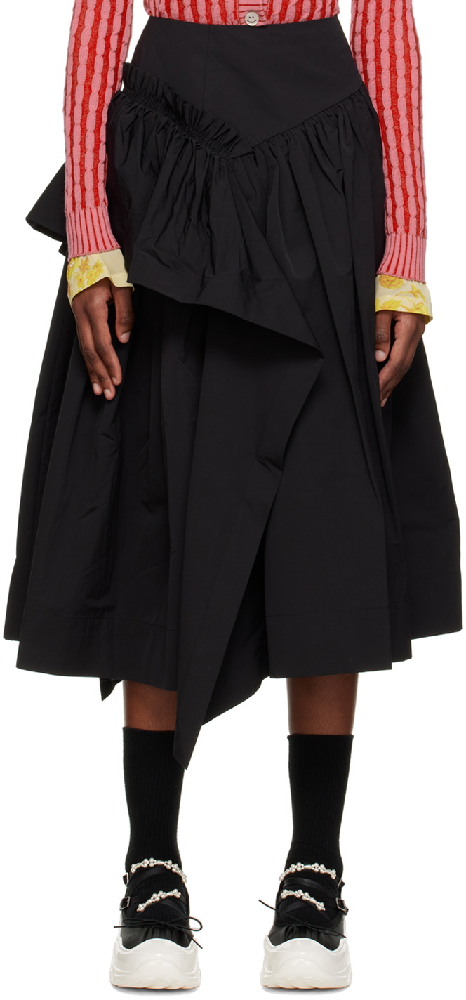 MINJUKIM Black Ruffle Midi Skirt
