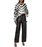 Unravel - High-rise wide-leg leather jeans