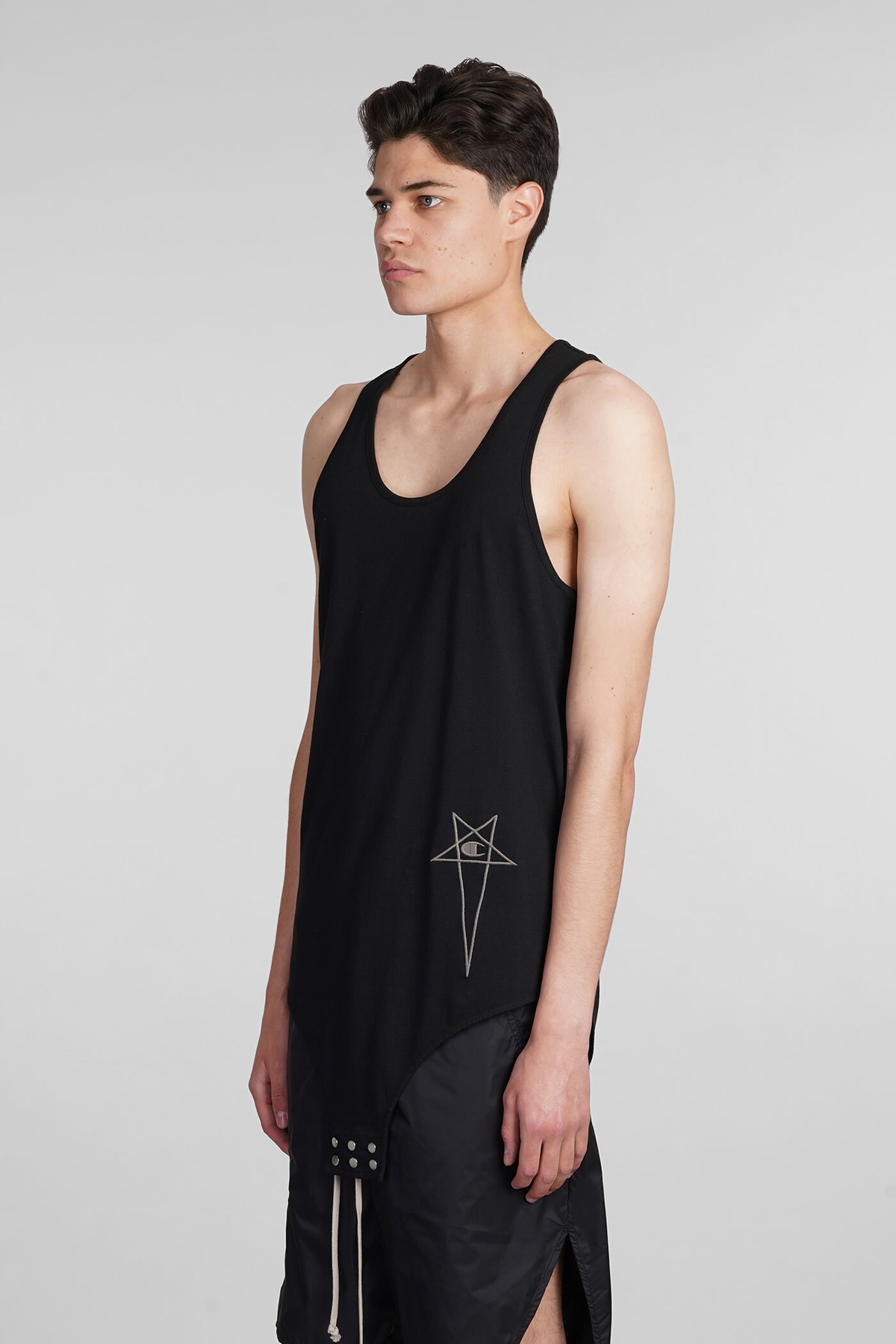 Rick Owens x Champion Basketball Tank Tank Top In Black Cotton