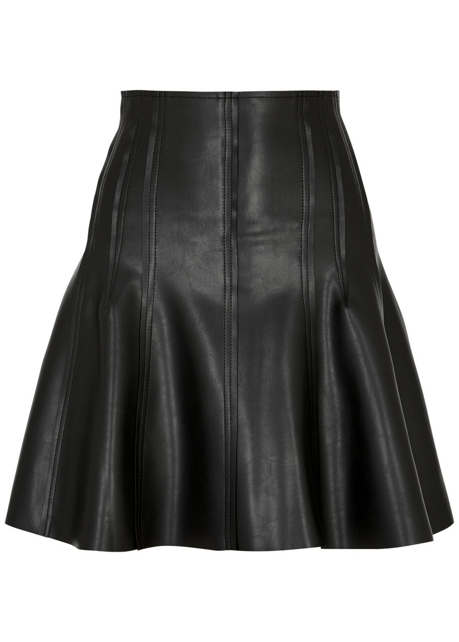 Norma Kamali Grace Faux Leather Mini Shirt Black