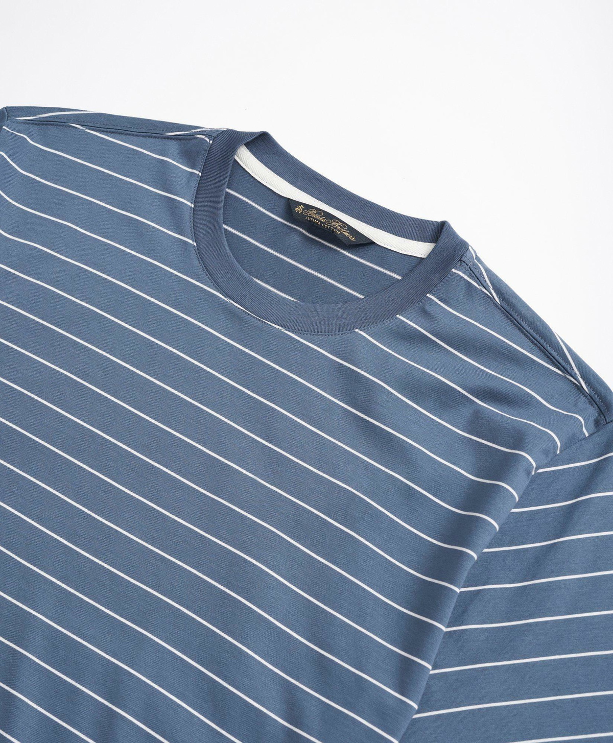 Brooks Brothers Men's Cotton Thin Stripe T-Shirt | Blue Brooks Brothers