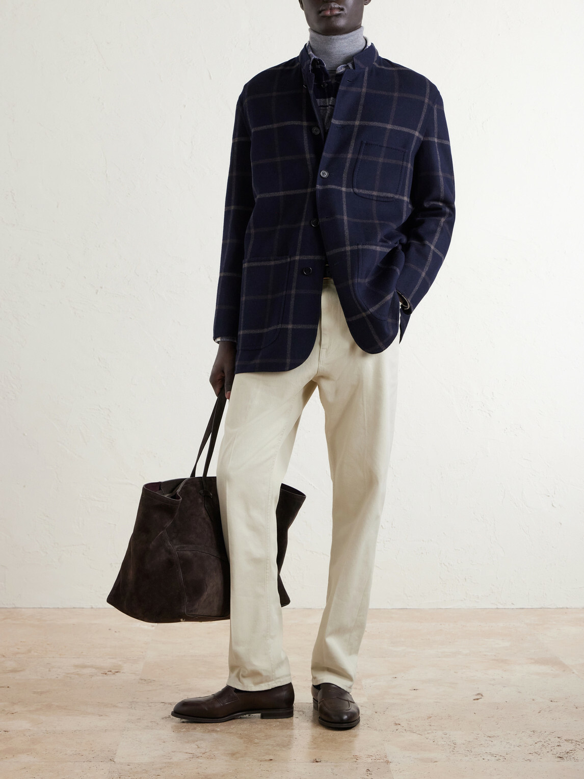 Dunhill - Checked Wool-Blend Coat - Blue