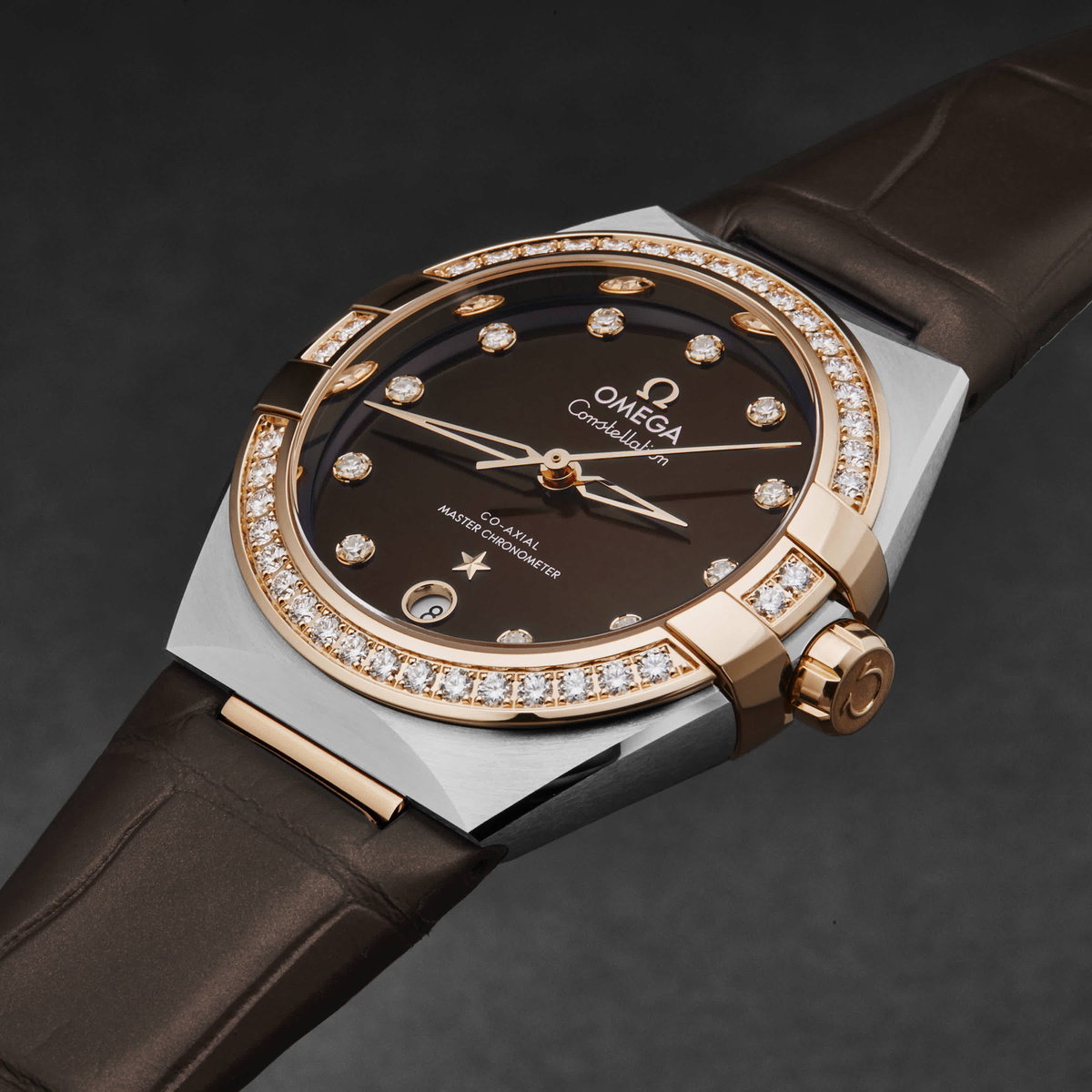 Omega Constellation Automatic Chronometer Diamond Brown Dial Ladies Watch 131.28.36.20.63.001