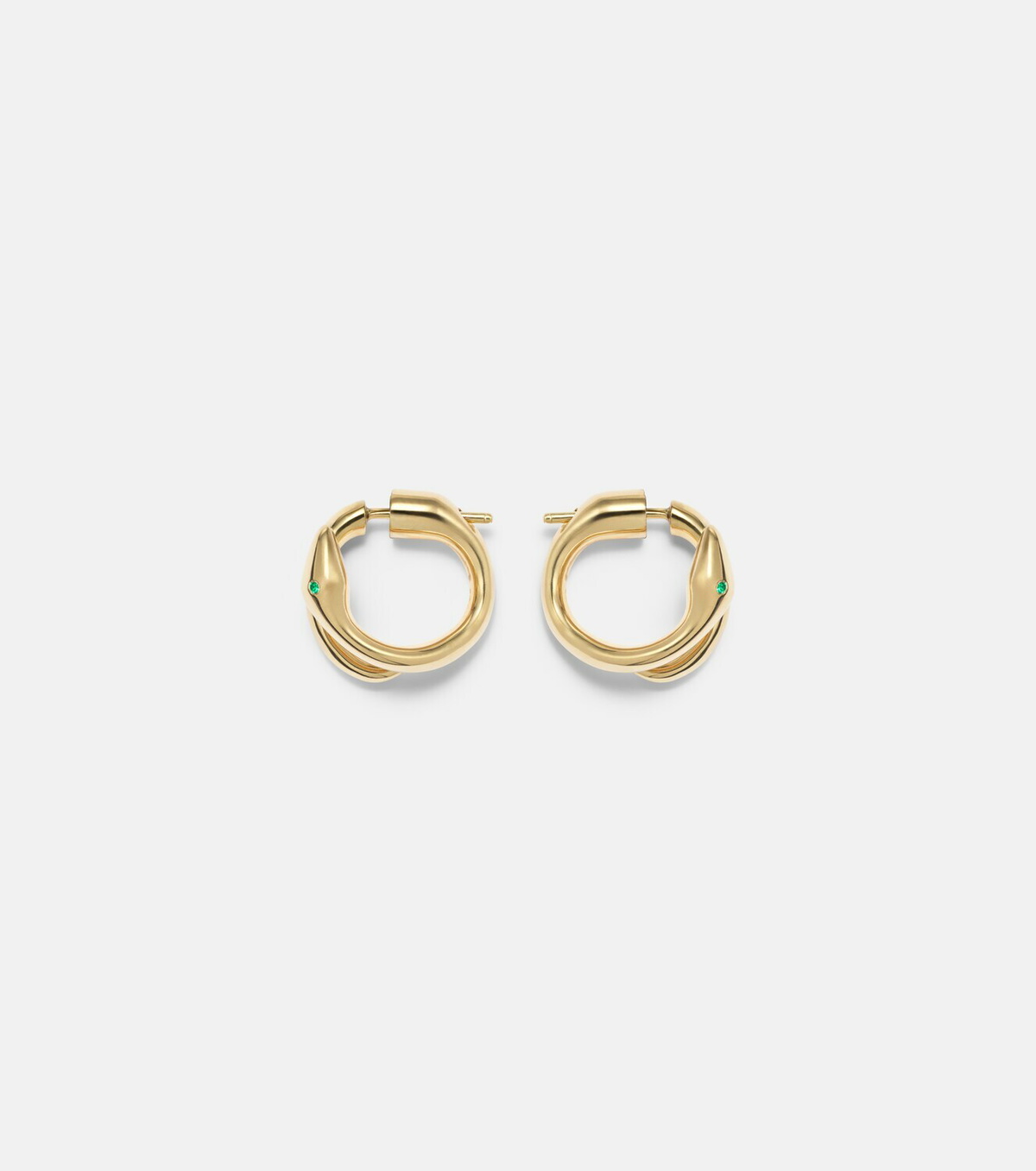 Ileana Makri Spiral Cobra 18kt gold earrings with emeralds