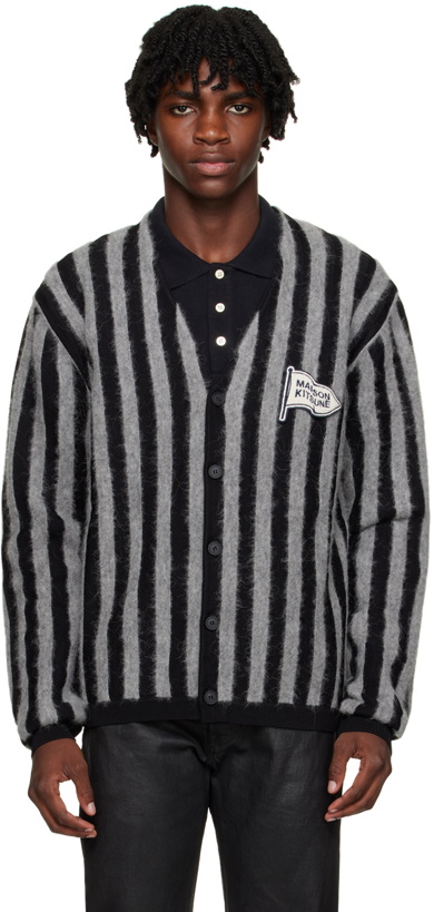 Photo: Maison Kitsuné Black & Gray Striped Cardigan