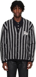 Maison Kitsuné Black & Gray Striped Cardigan