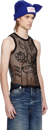 Charles Jeffrey LOVERBOY Black Graphic Net Tank Top