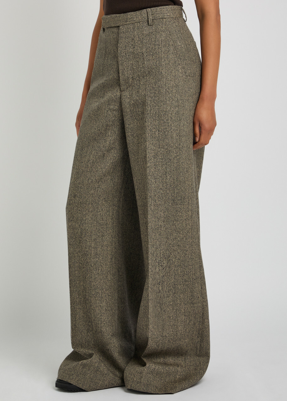 Rick Owens Pantaloni Wide-leg Wool Trousers Black Other