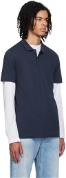 Sunspel Navy Two-Button Polo