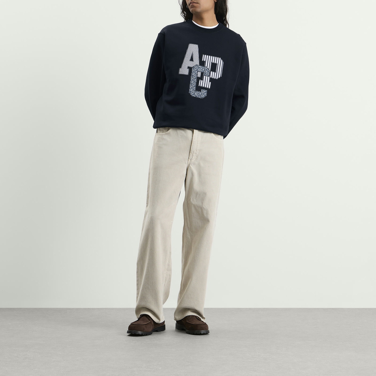 A.P.C. Men's Julien Applique Logo Sweatshirt in Dark Navy