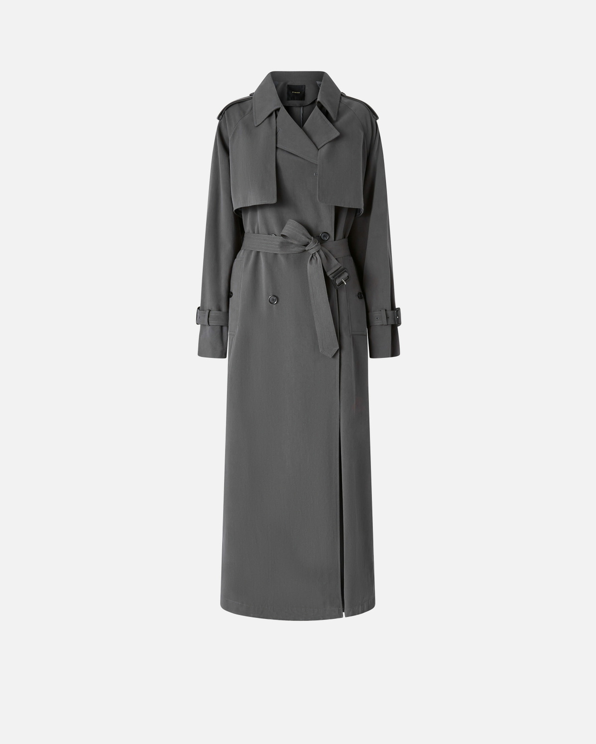 Pinko Classic Faded Cotton Trench Coat Shadow Grey