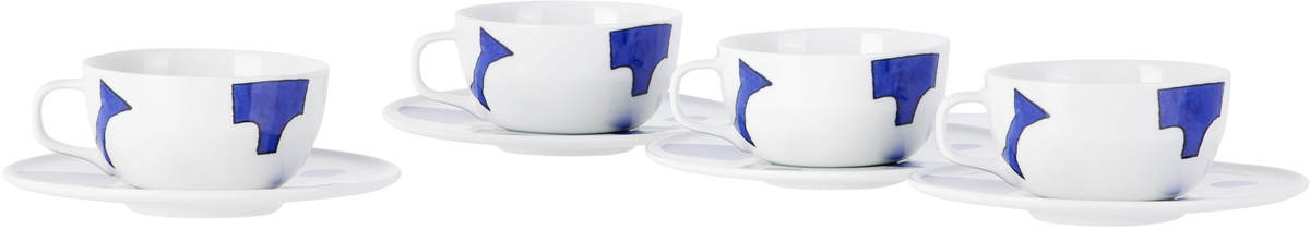 Alessi White Itsumo Tea Cup & Saucer Set, 4 pcs