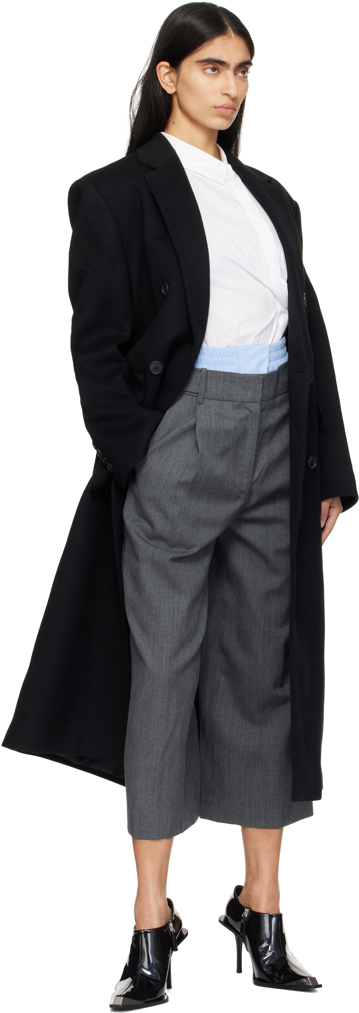 Juun.J Gray Double Waisted Tucked Trousers