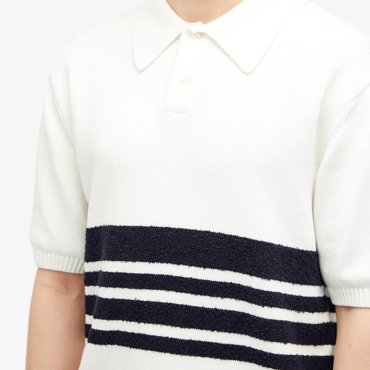 Palmes Men's Panel Knit Polo Shirt in Off-White