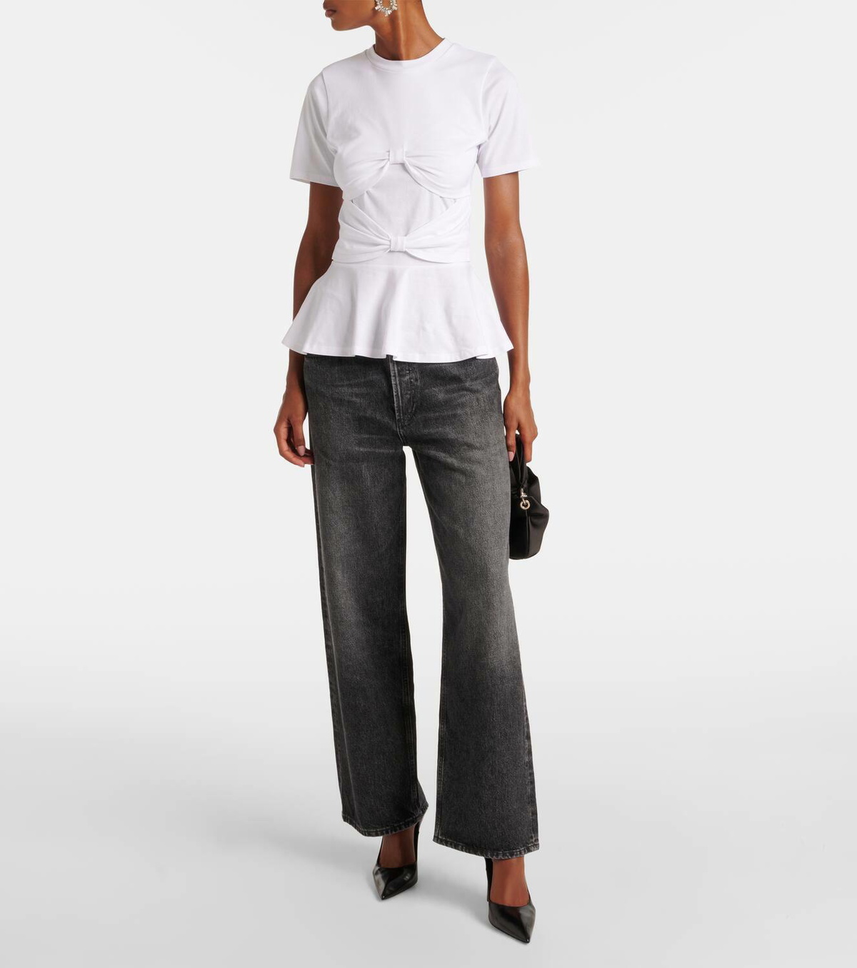 Nina Ricci>>ドレープ Tシャツ Nina Ricci Bow-detail jersey T-shirt Nina Ricci
