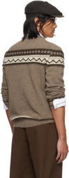 De Bonne Facture Brown Jacquard Sweater