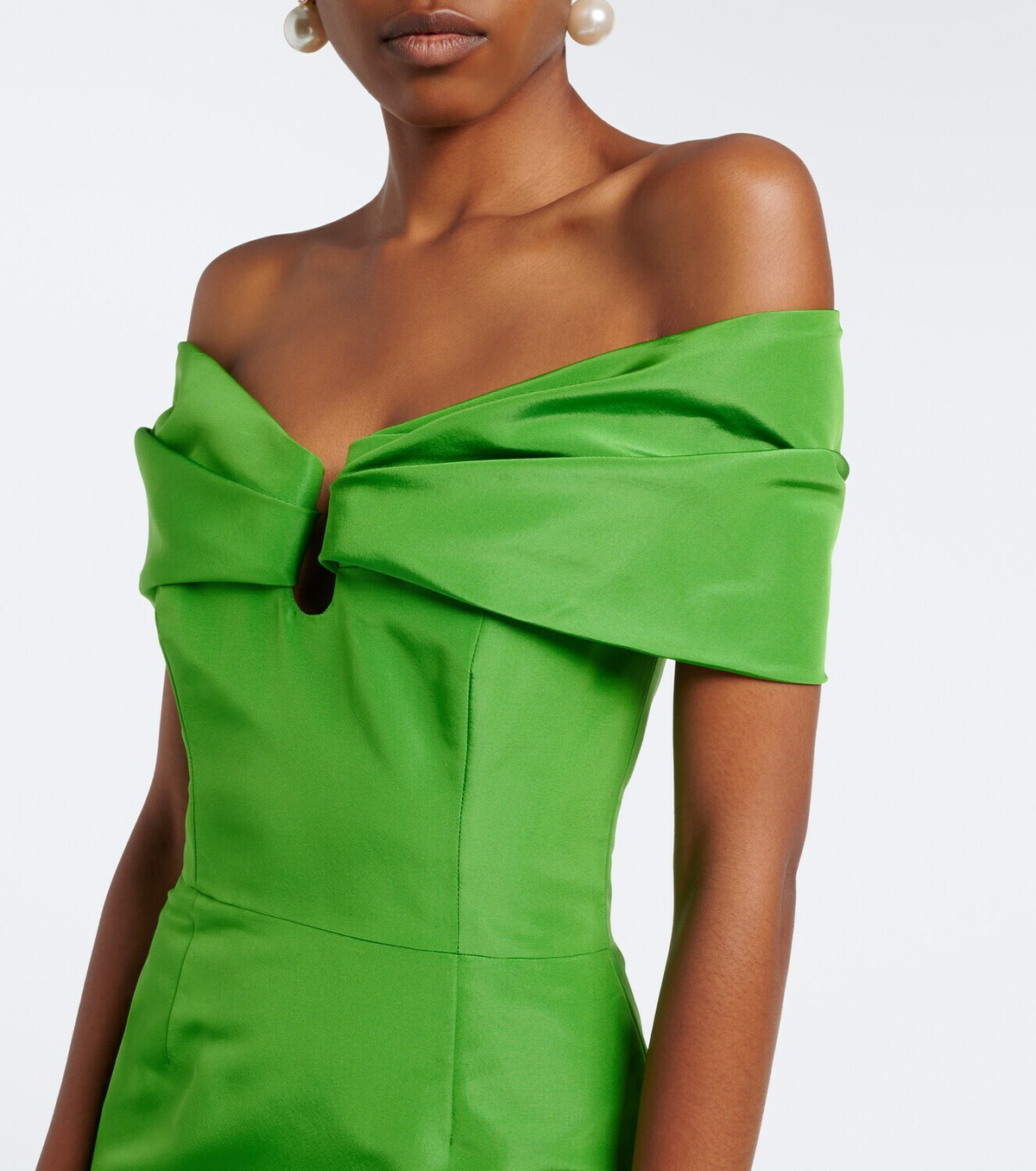 Carolina Herrera Off-shoulder silk faille cocktail dress