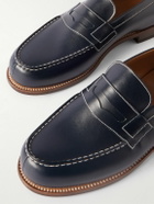 J.M. Weston - 180 Glossed-Leather Loafers - Blue