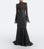 De La Vali Votiva lace lamé gown