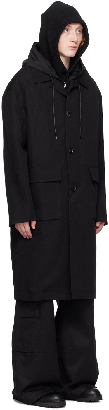 Juun.J Black Detachable Hood Coat