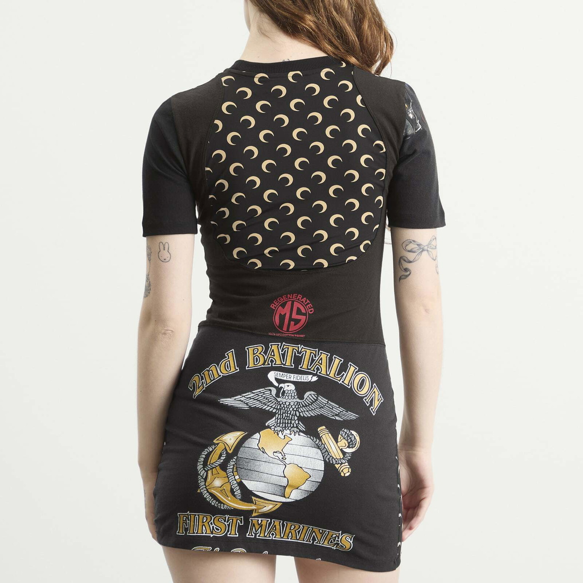 Marine Serre Women's Mini Dress in Black/Inverse Tan