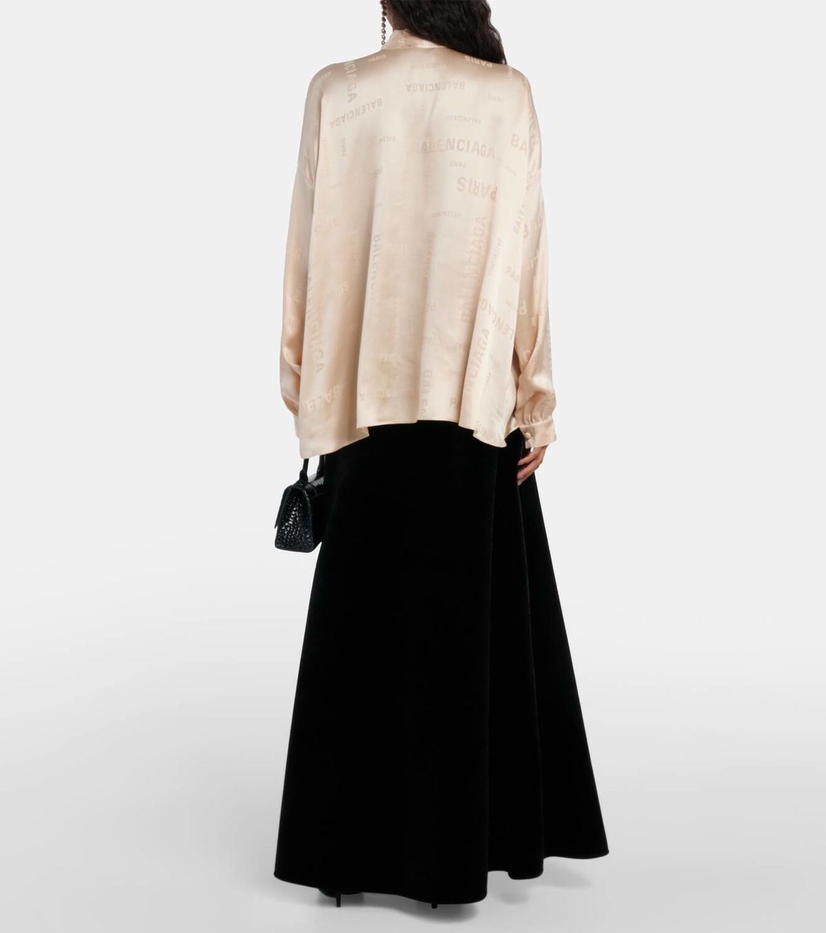 Balenciaga Logo jacquard silk blouse