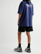 Balenciaga - Oversized Logo-Print Cotton-Jersey T-Shirt - Blue