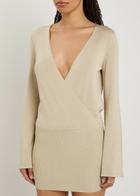 Aya Muse Gema Knit Mini Wrap Dress Sand